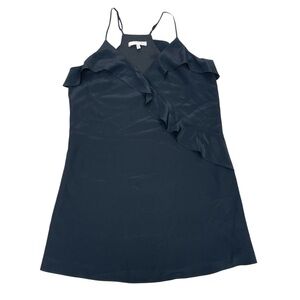 Lavender Brown Silk Black Ruffle Dress